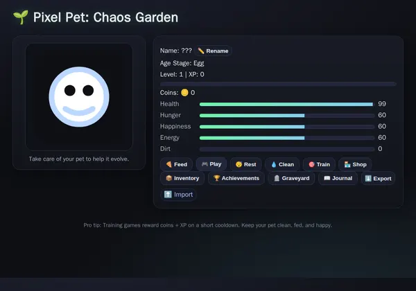Screenshot of Digital Pet